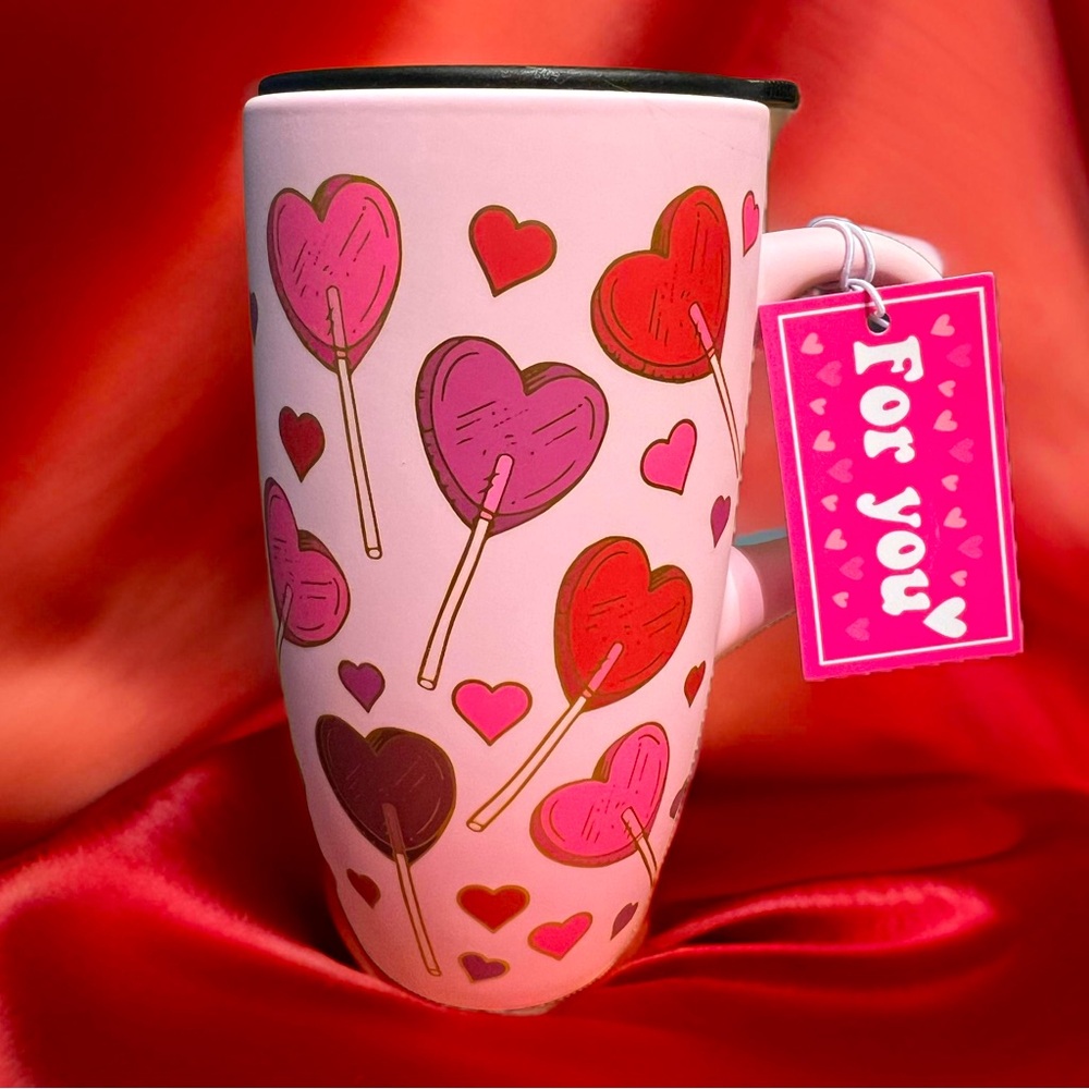 Sheffield Home NWT Valentines Day Lollipop Hearts Soft Touch Ceramic Covered Mug - Picture 1 of 6